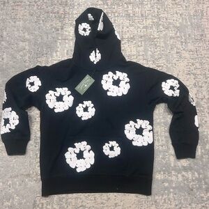 Black denim tear hoodie size men’s large